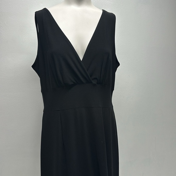 Clara Sun Woo Maxi Long Dress V-Neck Sleeveless Jersey Stretch Knit Black Large - Picture 3 of 12